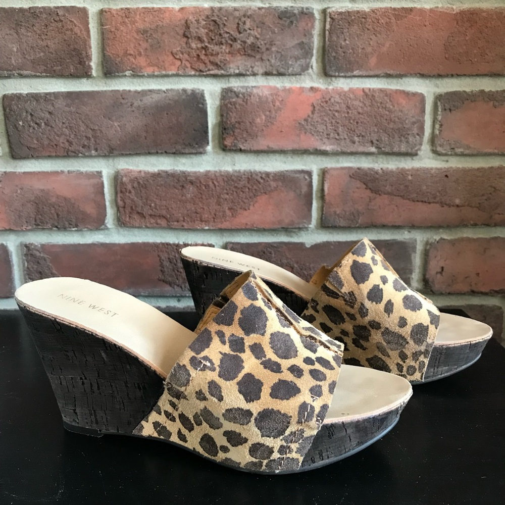 Nine West cheetah print wedge sandal
